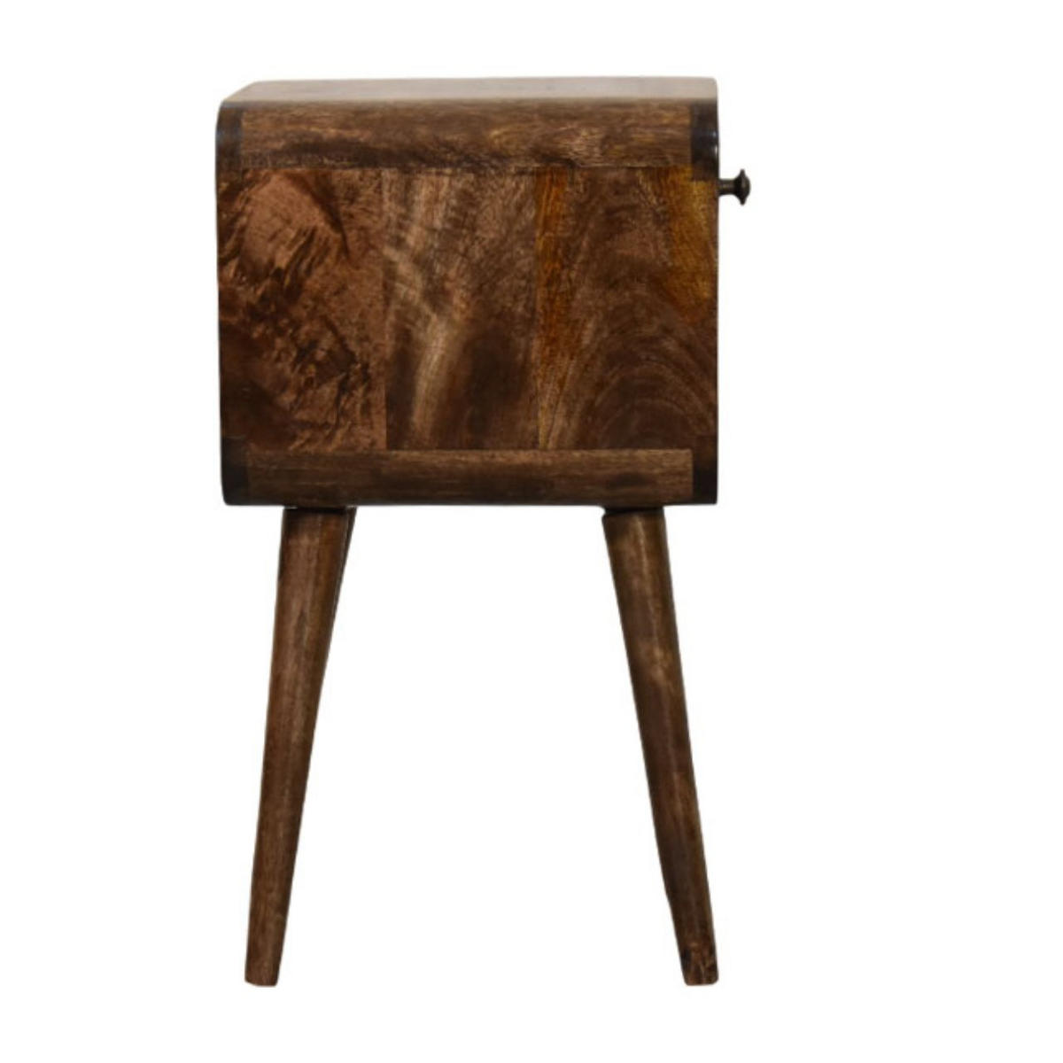 NACHTTISCH Abgerundet mit offenem Regal in Braun - Dunkelbraun/Messingfarben, Holz (30/55/30cm) - Artisan Furniture