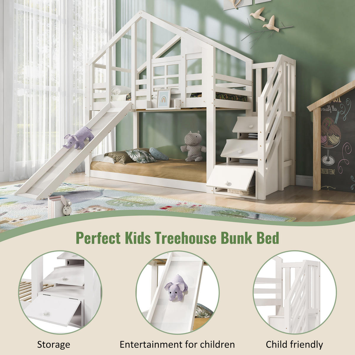 ETAGENBETT Modell Baumhaus Weiß - Weiß, Holz (90/200cm) - ComfortXL