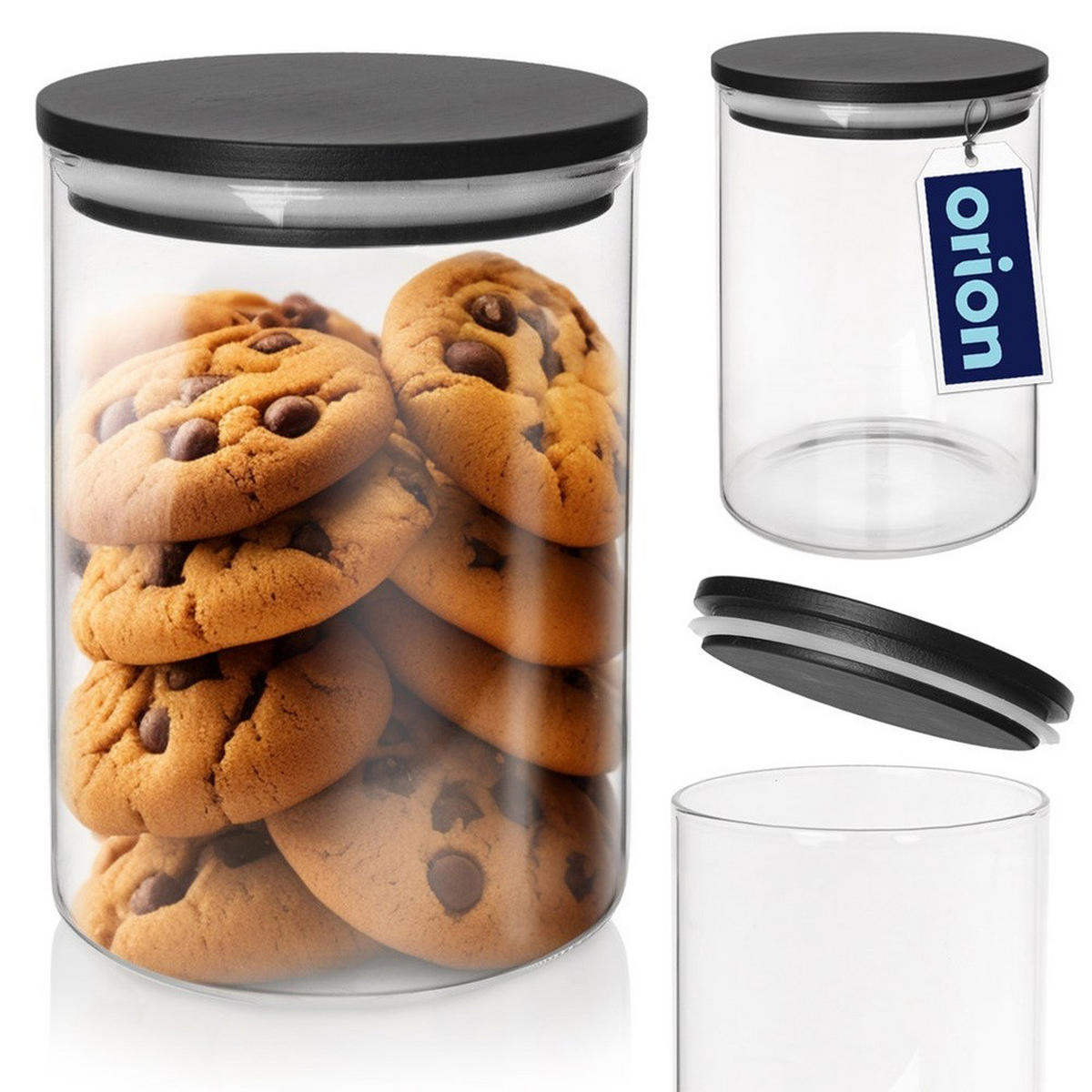 VORRATSGLAS Black-Design 600 ml Transparent - Transparent, Glas (9/12/9cm) - Orion 