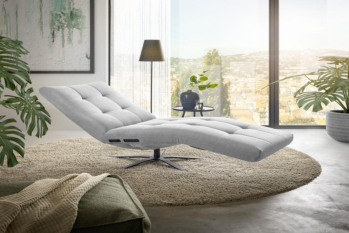 RELAXLIEGE LETICIA Silber Cord - Silberfarben/Schwarz, Textil/Metall (82/115/156cm) - KAWOLA