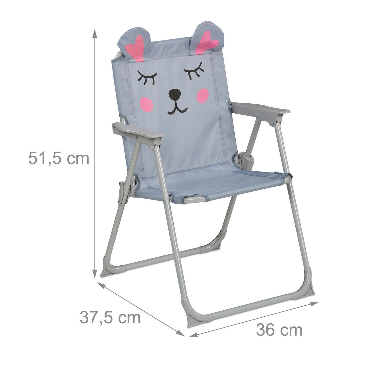 KINDER-KLAPPSTUHL - Grau, Textil/Metall (36/51.5/37.5cm) - Relaxdays