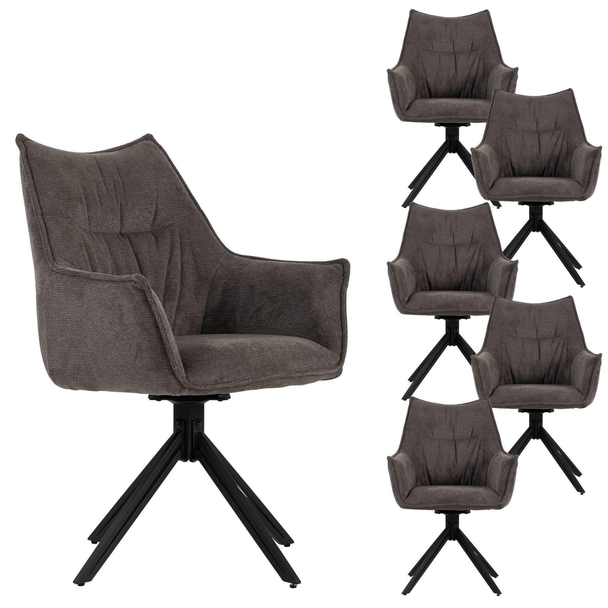 ESSZIMMERSTUHL Ginosa drehbar 4er-Set - Schwarz/Grau, Textil/Metall (62/90/66cm) - Mr. Deko