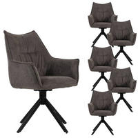 ESSZIMMERSTUHL Ginosa drehbar 4er-Set - Schwarz/Grau, Textil/Metall (62/90/66cm) - Mr. Deko