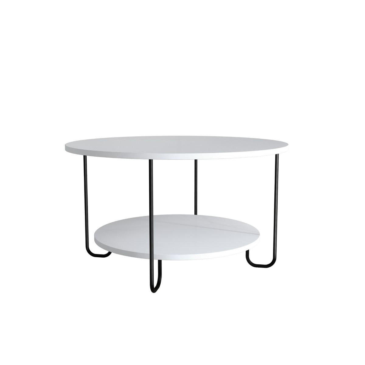 COUCHTISCH mit 2 Tabletts und Metallfüßen - Diam 80 cm - Corro - Weiß, Holzwerkstoff (80/80/45cm) - Calicosy