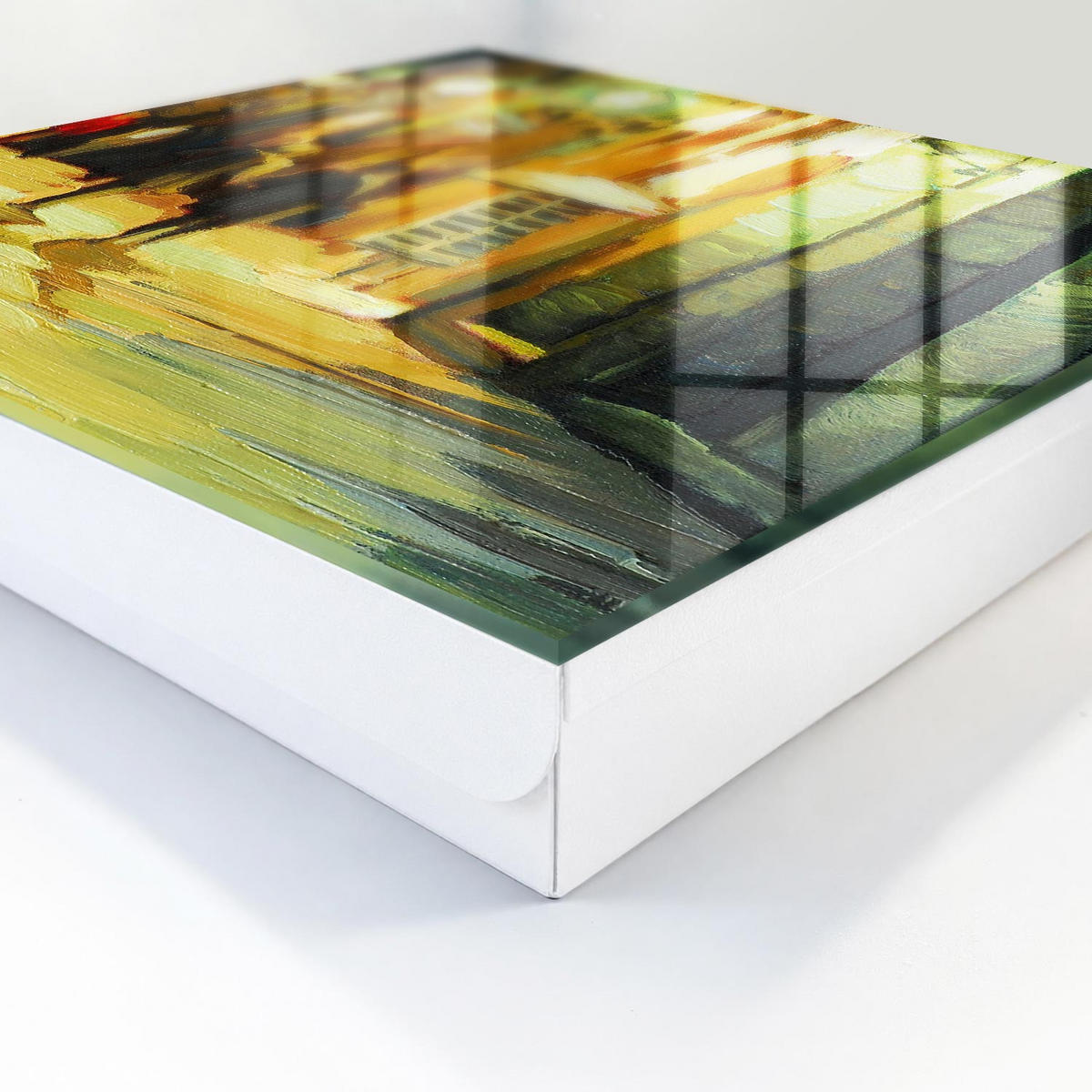SCHLÜSSELBOX Weiß 30x30 cm – Türöffnung nach rechts - Nachtstadt - Grün, Metall (30/30/5cm) - TULUP