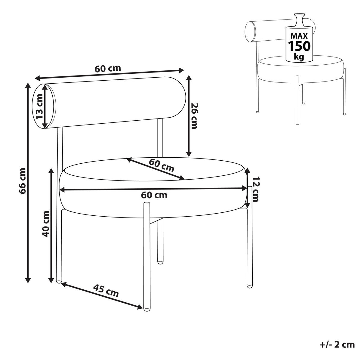 SESSEL Taupe Alpha - Taupe/Schwarz, Textil (60/66/60cm) - Beliani