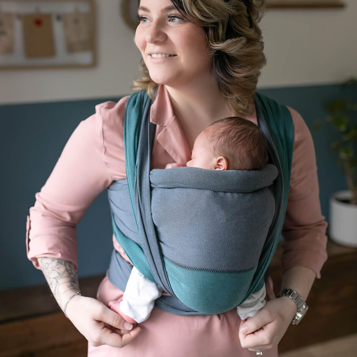 Thumbnail - Hoppediz Babytragetuch, Waldgrün, Textil, 45x540 cm, Baby on Tour, Babytragen & Tragetücher