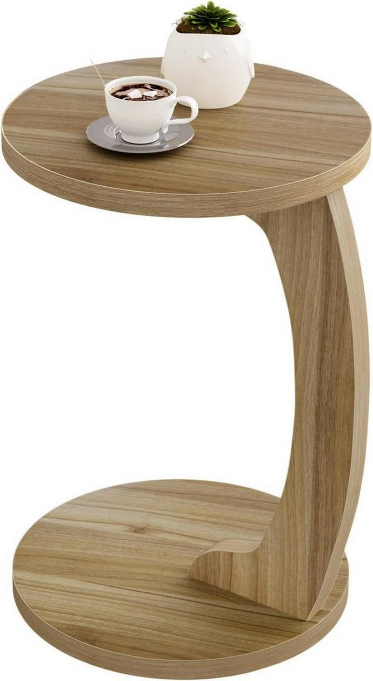BEISTELLTISCH C-Form, φ38xH55 cm, Helle Eiche - Eichefarben, Holzwerkstoff (38/38/55cm) - Woltu