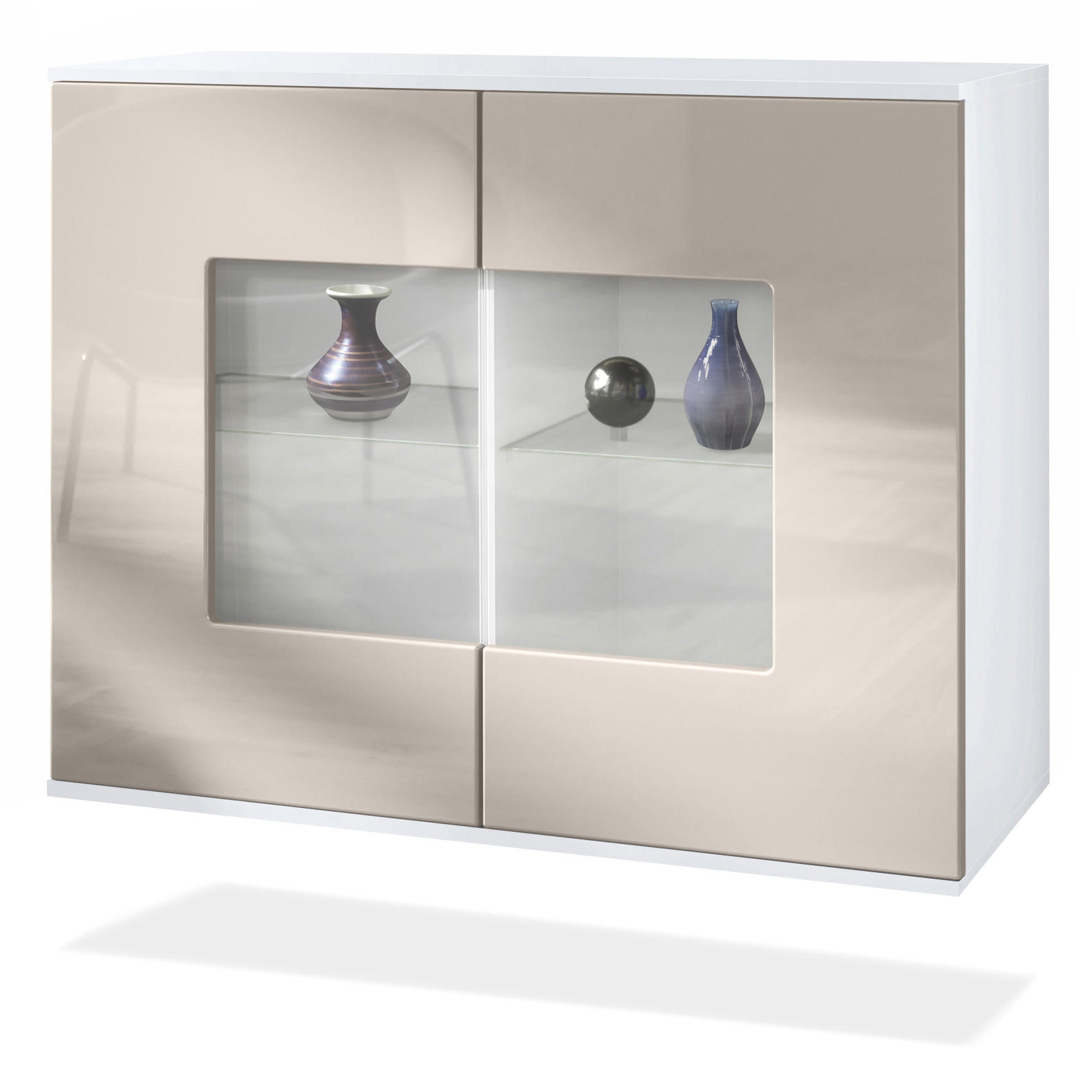 KOMMODE Grömitz Sandgrau Hochglanz - Sandfarben, Holzwerkstoff (92.5/73.5/35cm) - Vladon