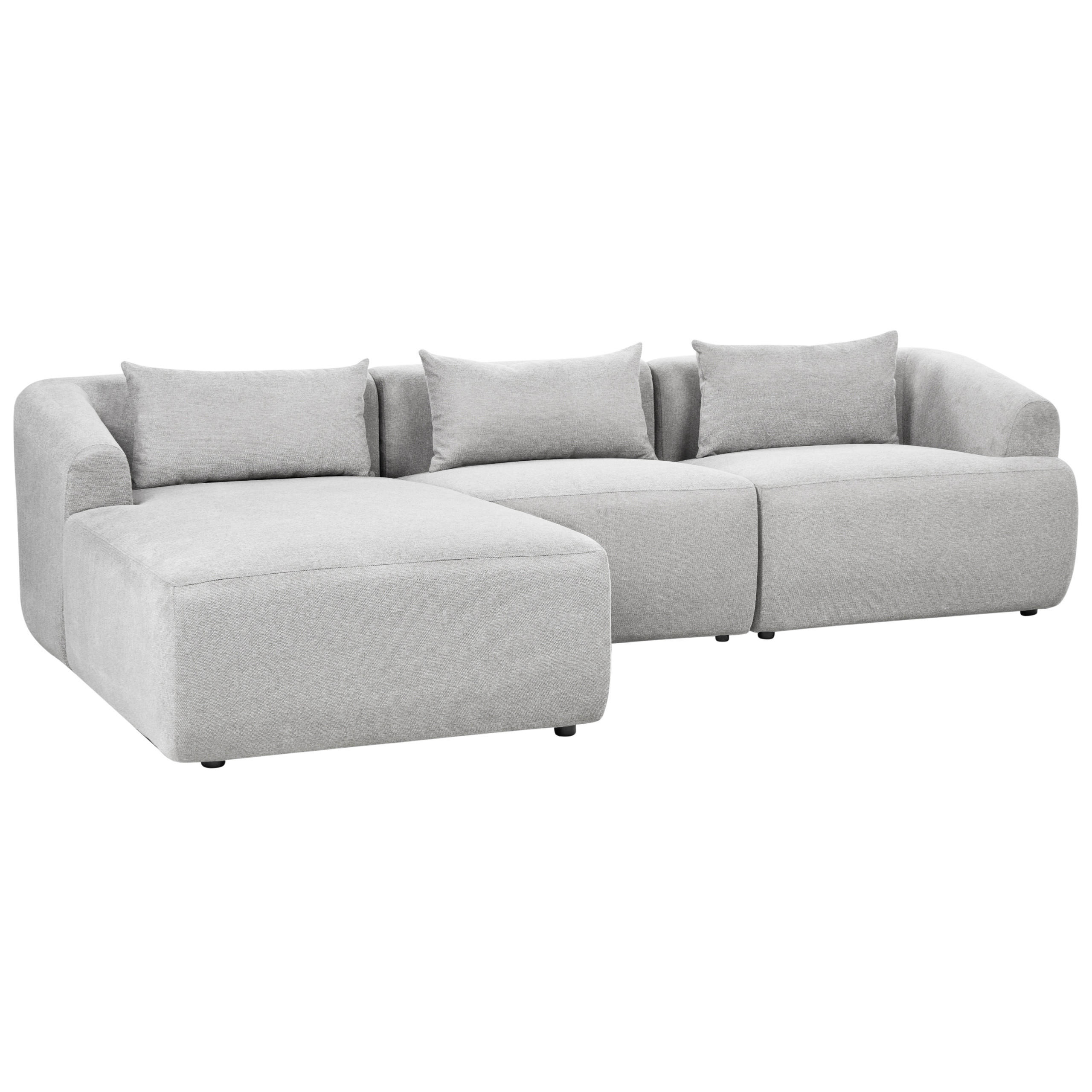 3-SITZER-ECKSOFA Stoff hellgrau linksseitig Svansele - Grau, Textil (278/174cm) - Beliani