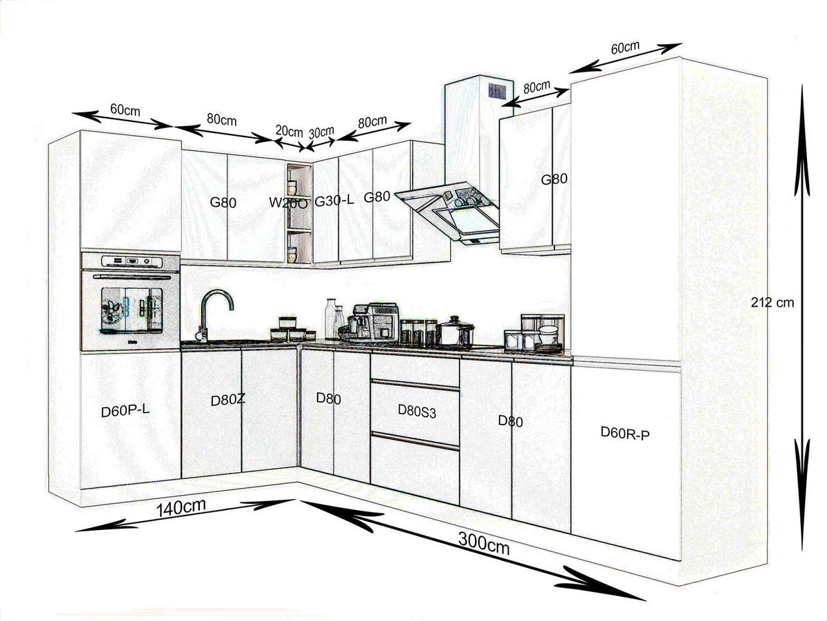 ECKKÜCHE 300x140 cm Glanzia – KU-S07 – Grau / Weiß – Hochglanz - Weiß Hochglanz/Grau, Holzwerkstoff (300/212/140cm) - hi-markt