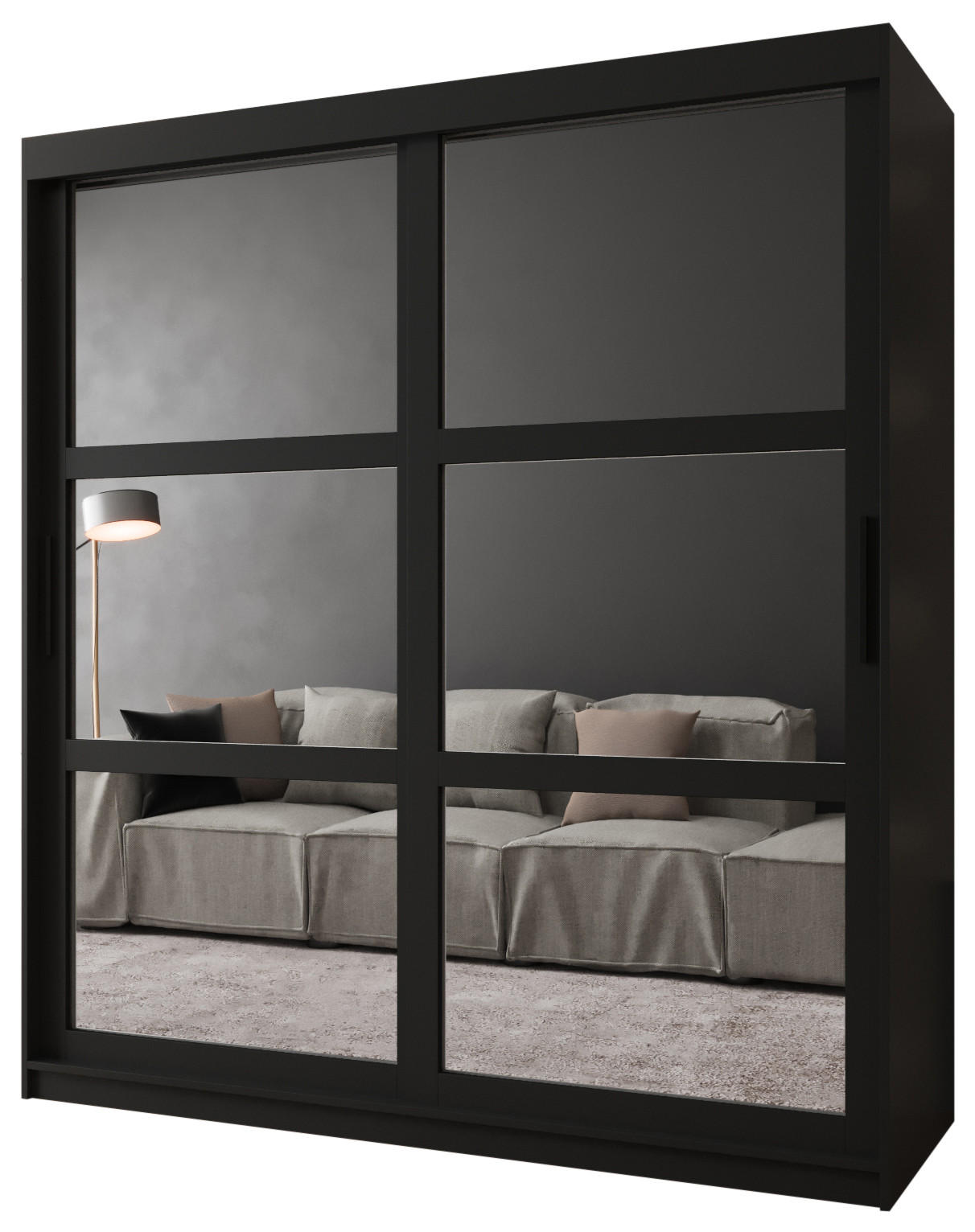 SCHWEBETÜRENSCHRANK 200/180/62 2-türig - Schwarz, Holz/Kunststoff (180/200/62cm) - MÖBEL KRYSPOL