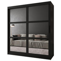 SCHWEBETÜRENSCHRANK 200/180/62 2-türig - Schwarz, Holz/Kunststoff (180/200/62cm) - MÖBEL KRYSPOL