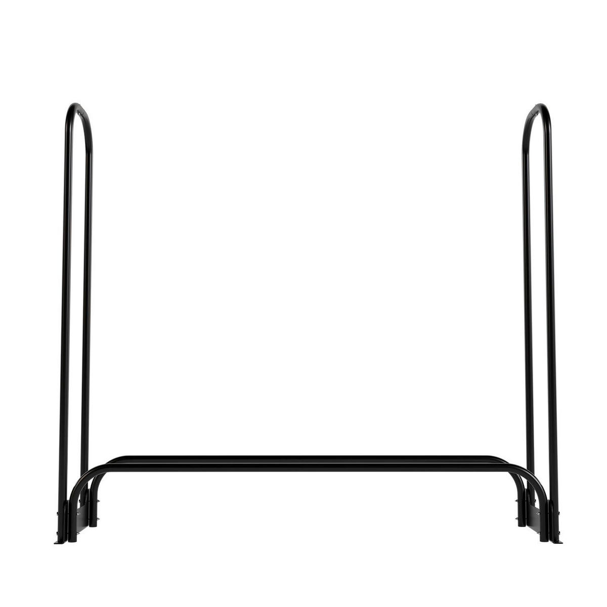 KAMINHOLZREGAL mit Abdeckung - Schwarz, Metall (130/117/36cm) - Juskys