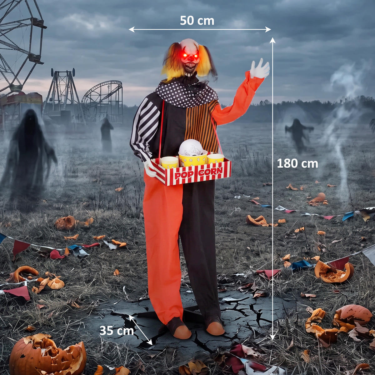 ANIMIERTE-HALLOWEEN-DEKORATION Metall Polyester Schwarz - Schwarz, Kunststoff (35/180/50cm) - HOMCOM
