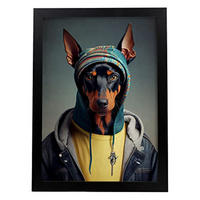 POSTER Dobermann Pinscher In Voller Farbe Fotostil A3 Schwarzer Rahmen - Schwarz, Papier (29.7/5/42cm) - Nacnic