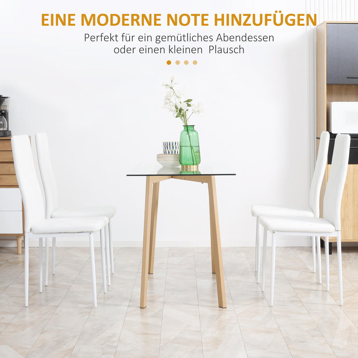 BANK 4er Set Weiß 41.0/50.0/97.0cm - Weiß, Leder (50/97/41cm)