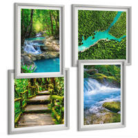 BILDER SET 4er Set - 50x50 cm & 40x60 cm Silberner Rahmen - Grüne Wälder, kristallklares Wasser - Silberfarben, Kunststoff (50/50cm) - TULUP