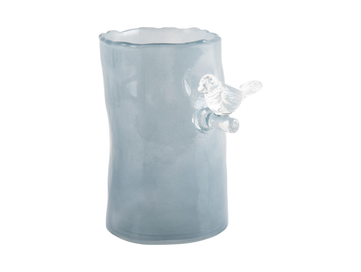 VASE Bird On Branch 9/9/15 cm - Blau, Glas (9.5/15cm) - Present Time