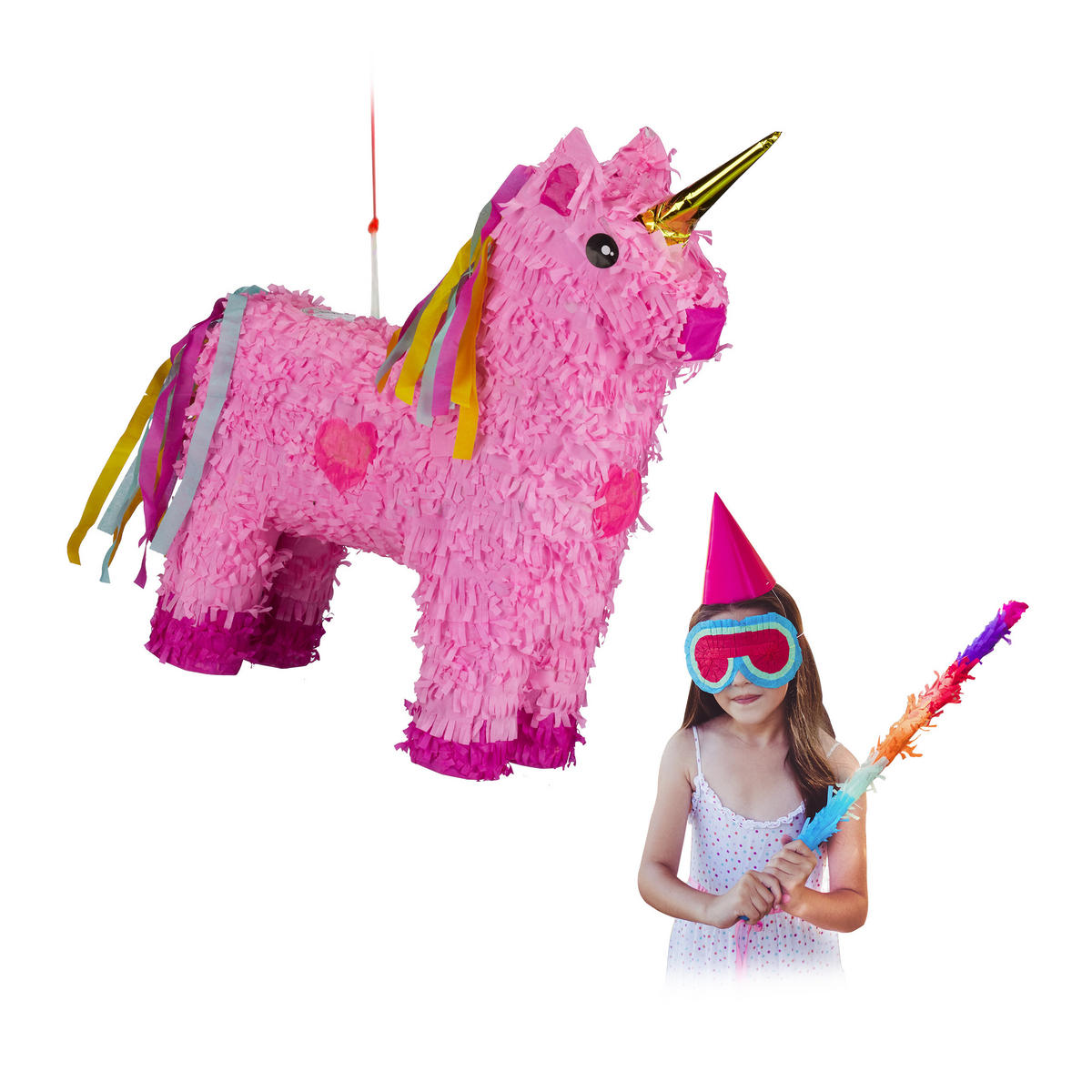 PINATA Einhorn - Pink, Papier (43/47/13cm) - Relaxdays