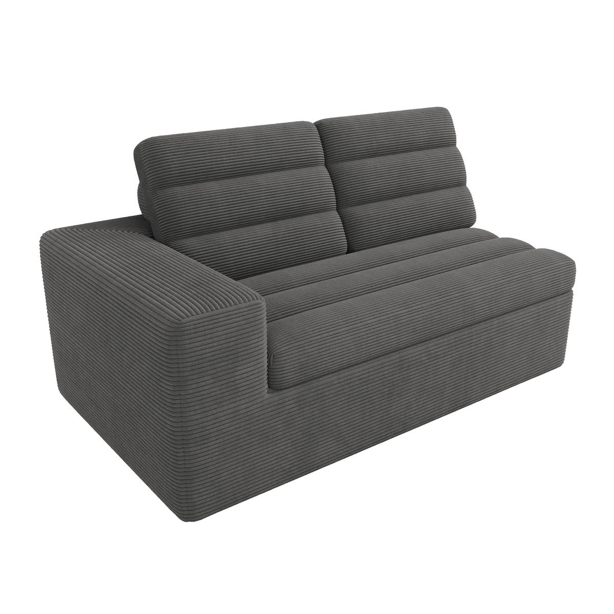 ECKSOFA DE-33183 modular rahmenlos mit Hocker Dunkelgrau - Dunkelgrau, Metall (253/161cm) - ComfortXL