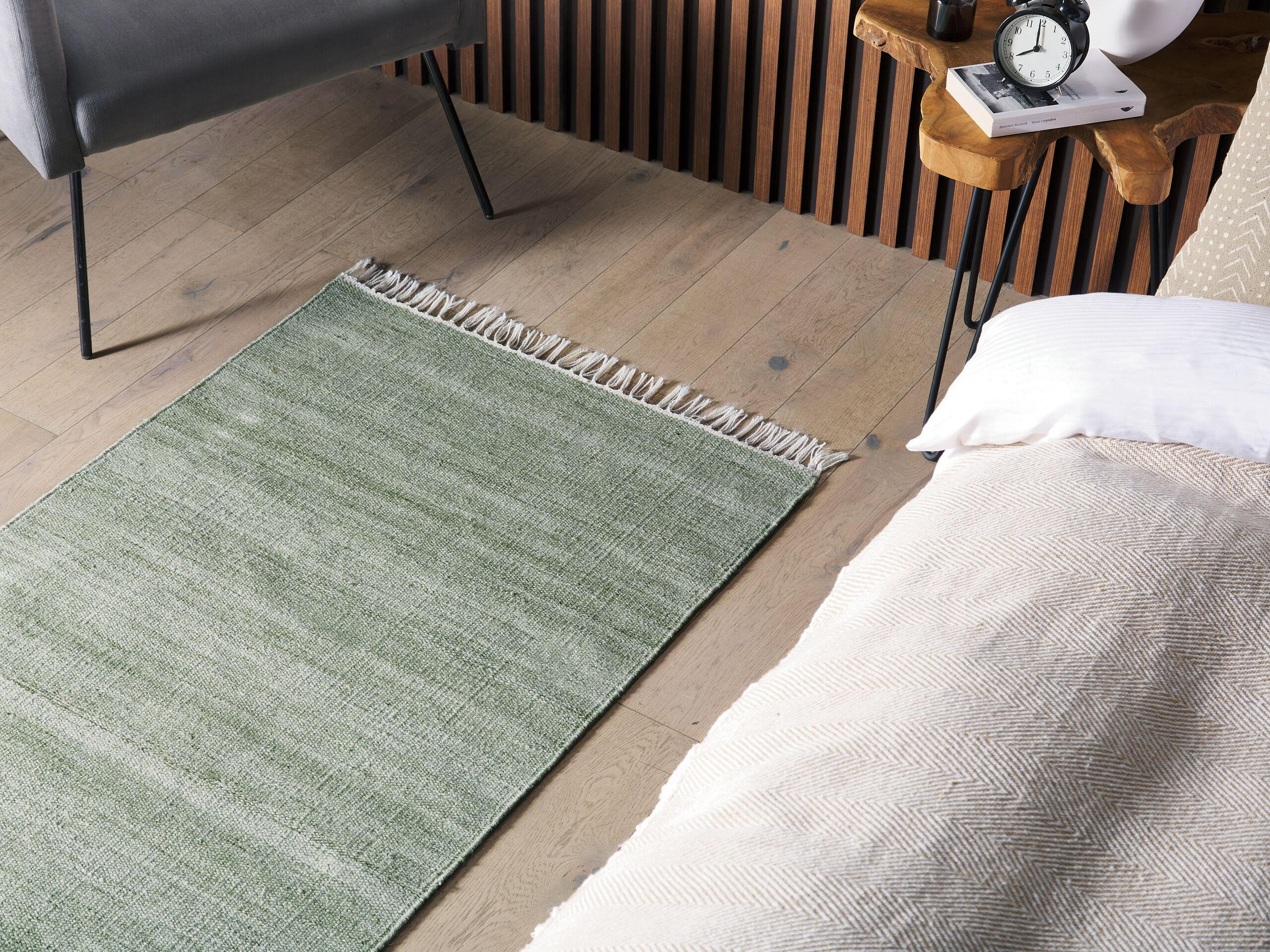 TEPPICH geflochten Malhia 150/80 cm - Grün, Kunststoff (80/150cm) - Beliani