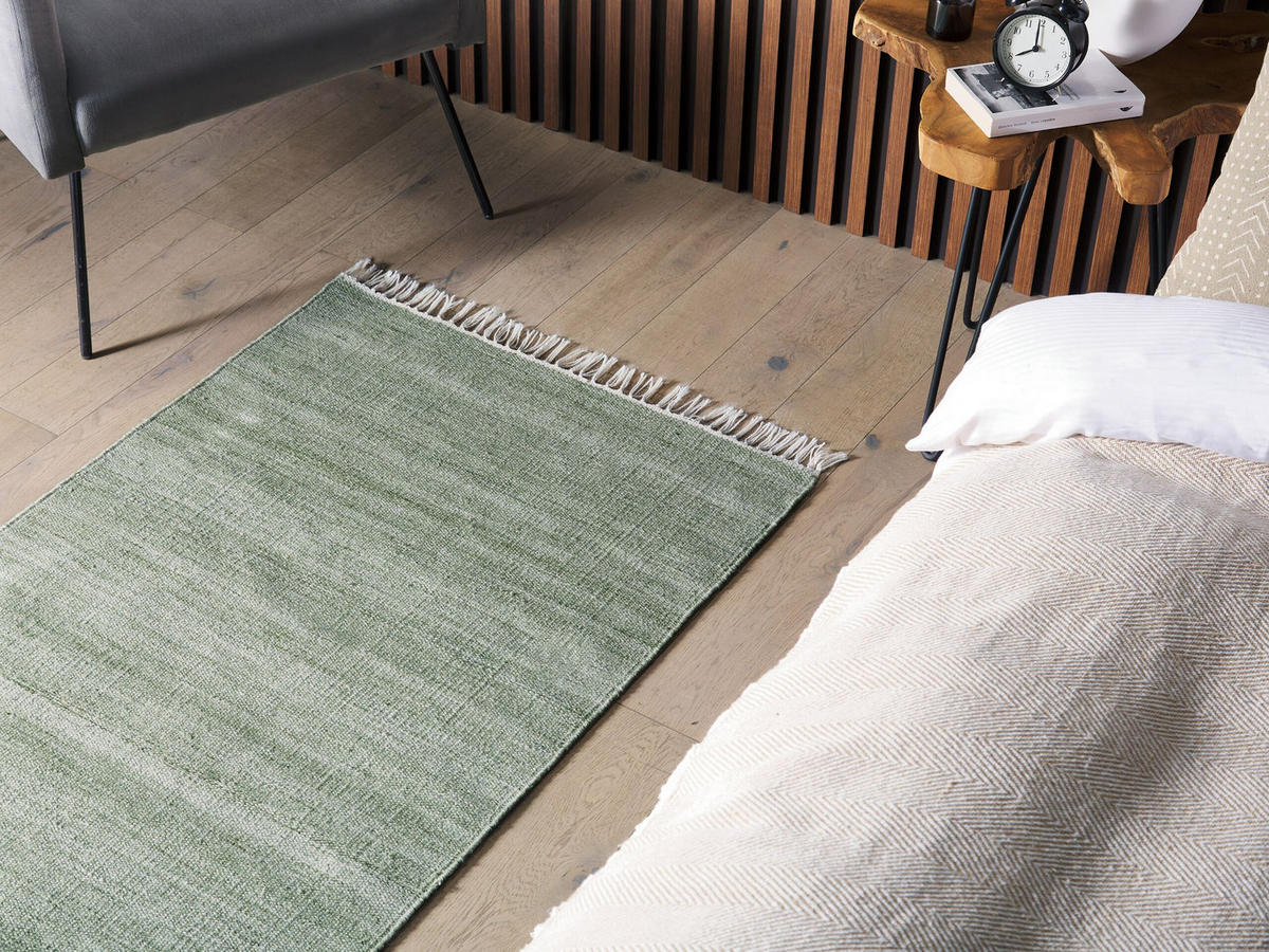 TEPPICH geflochten Malhia 150/80 cm - Grün, Kunststoff (80/150cm) - Beliani