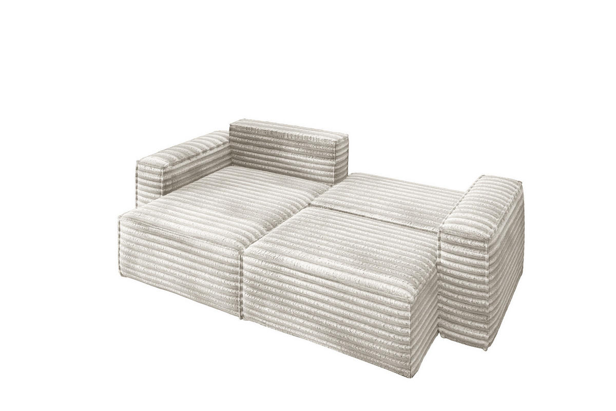 ECKSCHLAFSOFA Bohoo-Ecksofa mit Schlaffunktion stoff Velo Ecru Links - Ecru, Holz/Textil (140/248cm) - Kaiser Möbel