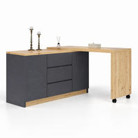 SCHREIBTISCH drehbar klappbar 120 x 50 cm Grau Eicheoptik mit Stauraum - Grau, Holz (120/50/76.5cm) - Meubliv