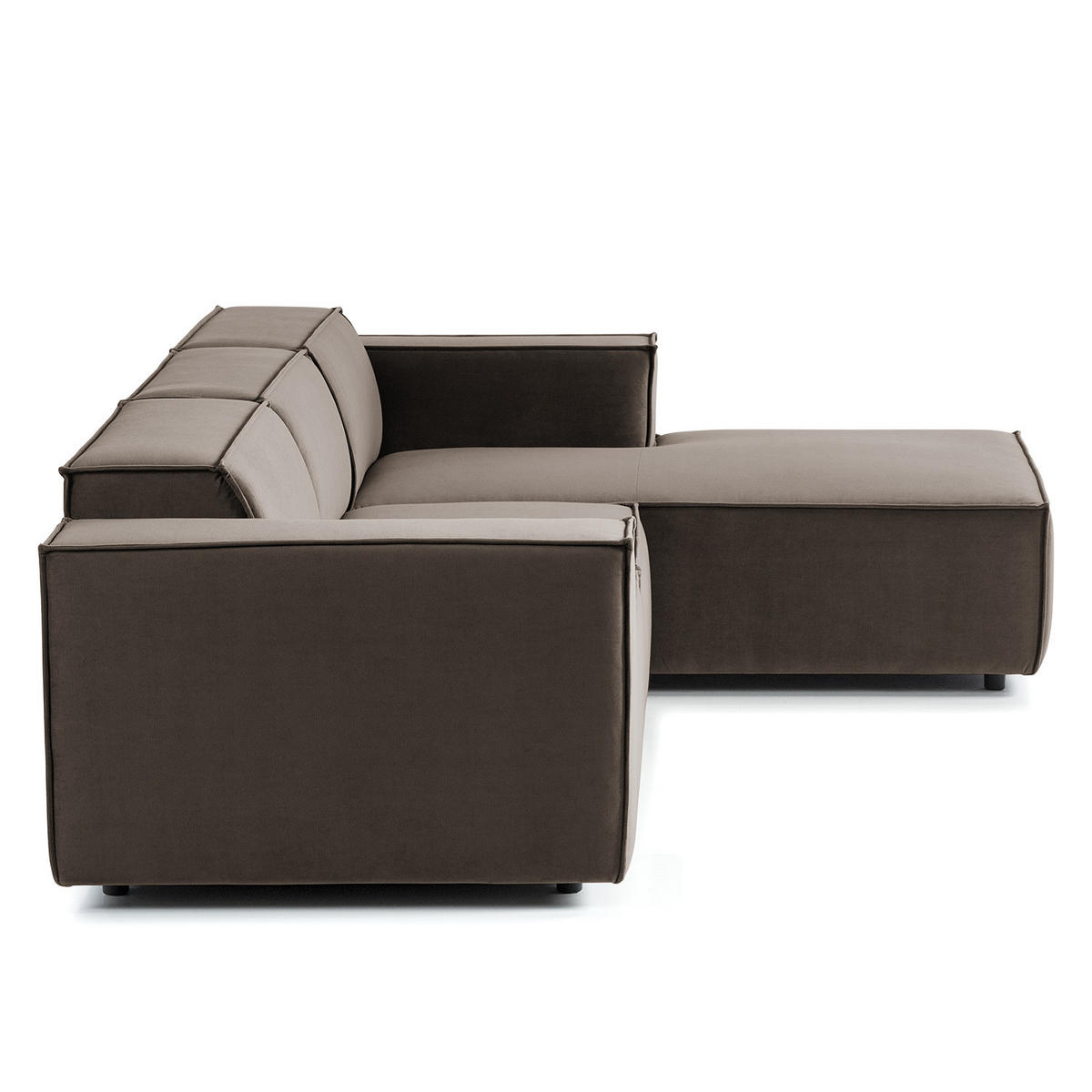 ECKSOFA mit Longchair - Taupe/Schwarz, Kunststoff/Textil (260/177cm) - home24