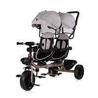 ZWILLINGSDREIRAD Hip Hop hellbraun zwei Kinder, bis 40 kg, Sitze 360° drehbar - Braun, Metall (131/49/95cm) - Chipolino