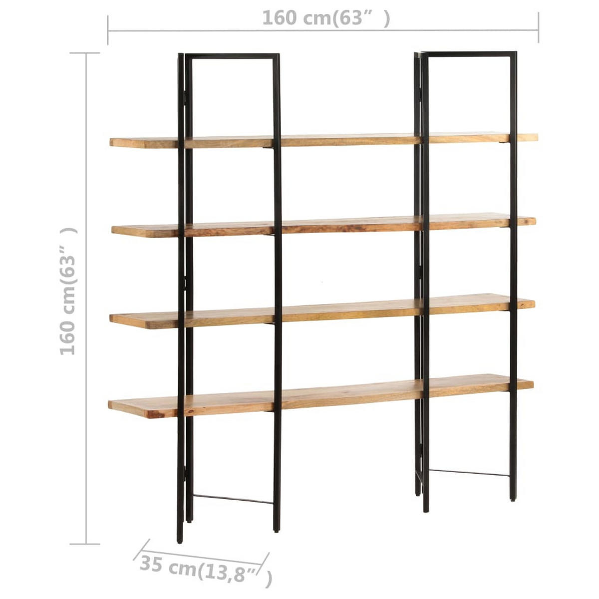 BÜCHERREGAL Mit 4 Regalböden 160/35/160 Cm Mango Massivholz - Braun, Holz (160/160/35cm) - vidaXL