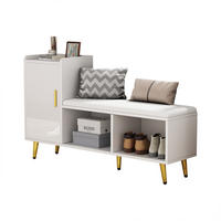 SCHUHSCHRANK aus Spanplatte 120x35x71.5cm in Weiß mit Sitzbank - Weiß, Holzwerkstoff (120/71.5/35cm) - Modfu