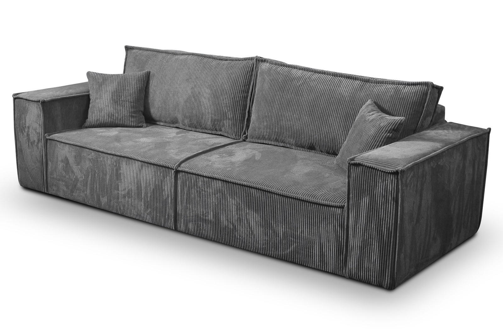 SCHLAFSOFA mit Bettkasten und Cordstoff MONA Graphit - Grau, Holzwerkstoff (255/85/105cm) - Compleo24