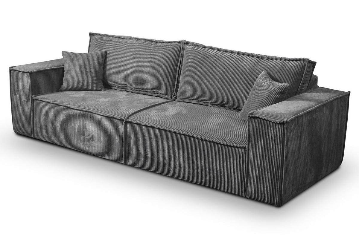SCHLAFSOFA mit Bettkasten und Cordstoff MONA Graphit - Grau, Holzwerkstoff (255/85/105cm) - Compleo24