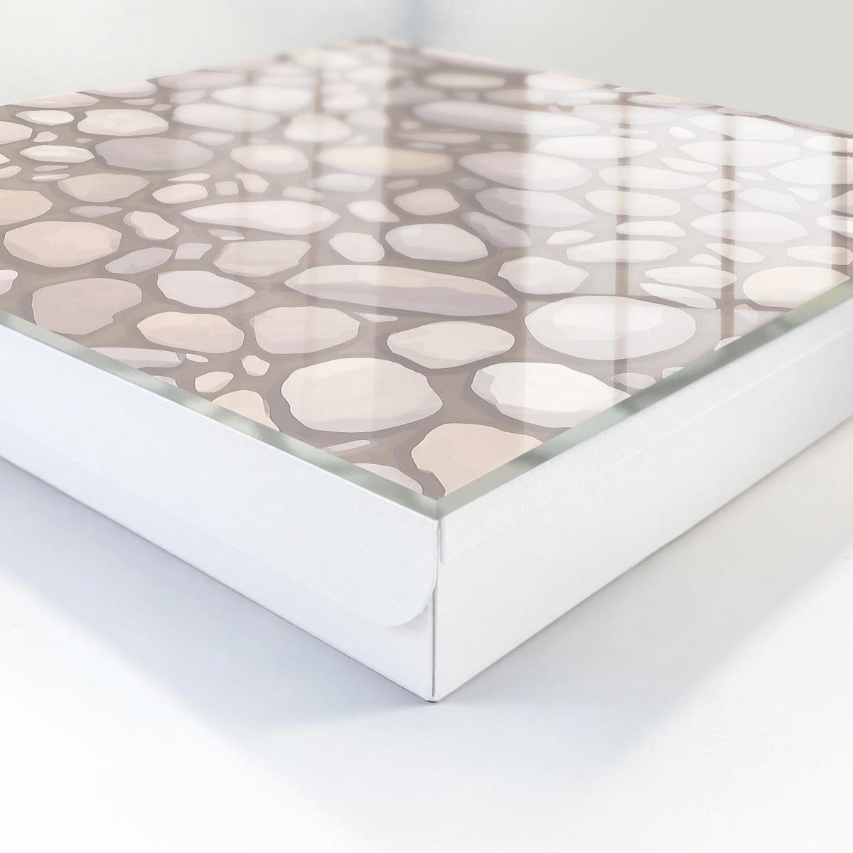 SCHLÜSSELBOX Weiß 30x30 cm – Türöffnung nach rechts - Steinstruktur - Beige, Metall (30/30/5cm) - TULUP