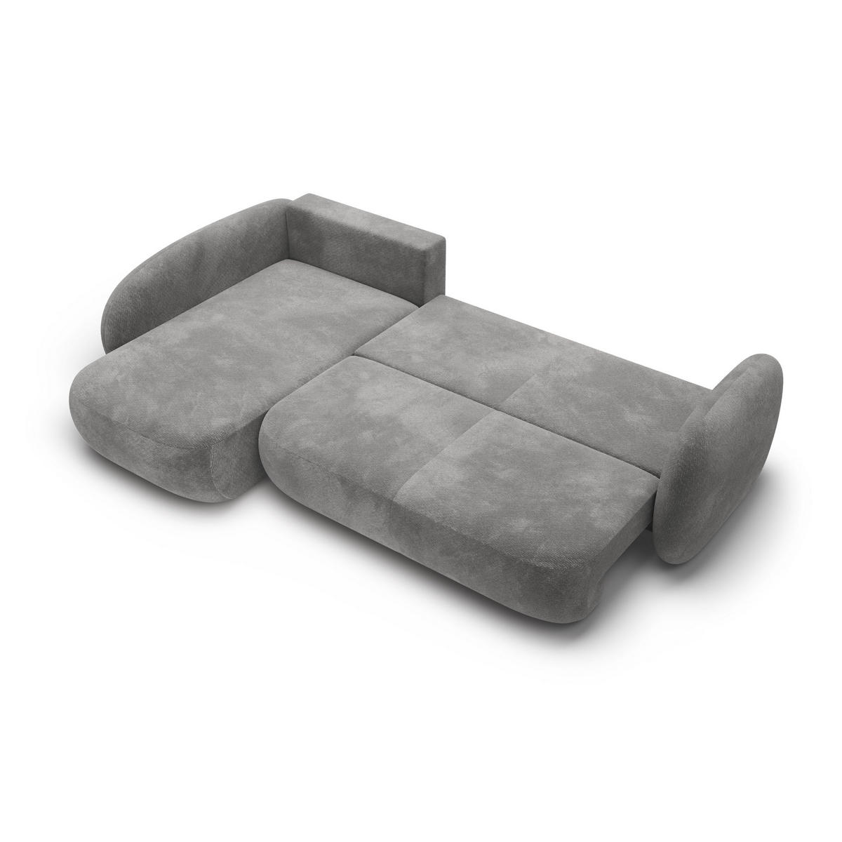 ECKSOFA AMICO II L-S Grau Geflochtener Stoff mit Schlaffunktion - Grau, Holz (289/190cm) - MASSENO