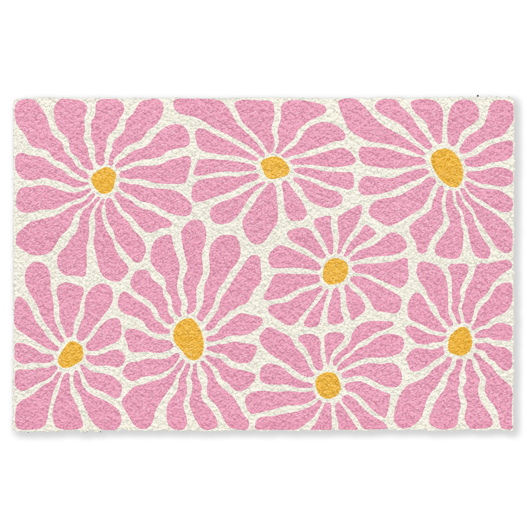 FUSSMATTE Blumen - Muster - Rosa - Beige - Orange Sauberlaufmatte 180x120 cm - Rosa, Kunststoff (180/120cm) - MuchoWow