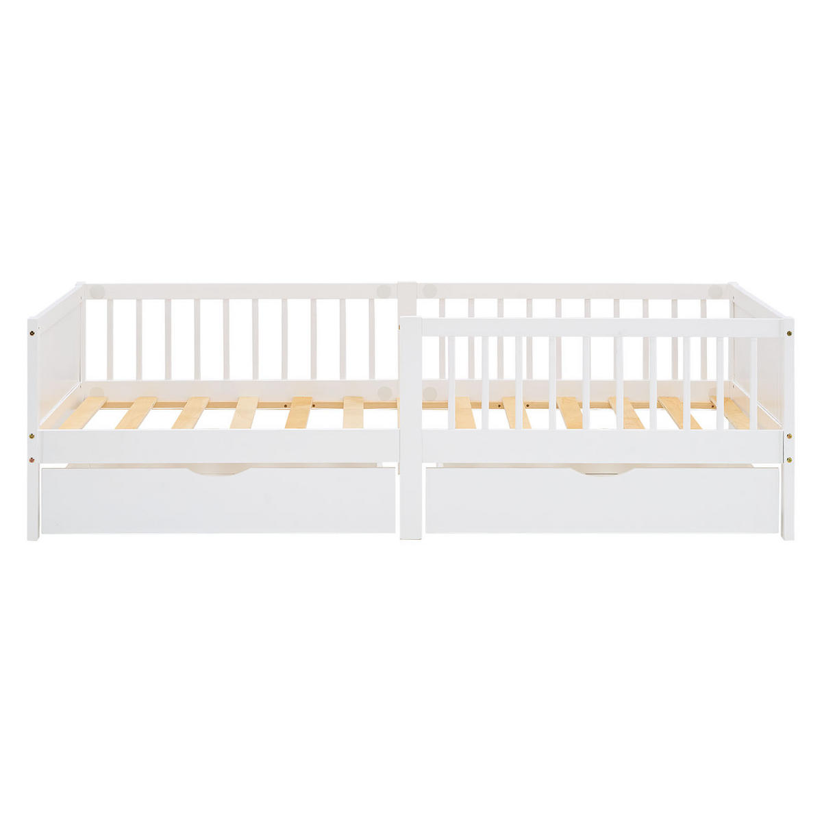 KINDERBETT Weiß 90/200 2 Bettkästen Rausfallschutz - Weiß, Holz (90/200cm) - Homestyle4u