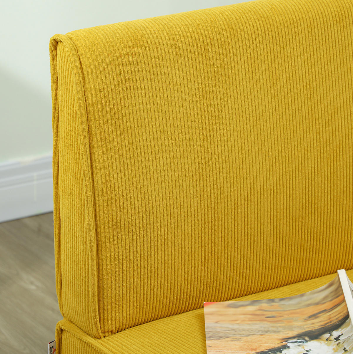 2-SITZER Sofa Cord-Optik Polyester Massivholzrahmen, Holzbeine 110/62/85 cm Gelb - Gelb, Textil (62/85/110cm) - Redom