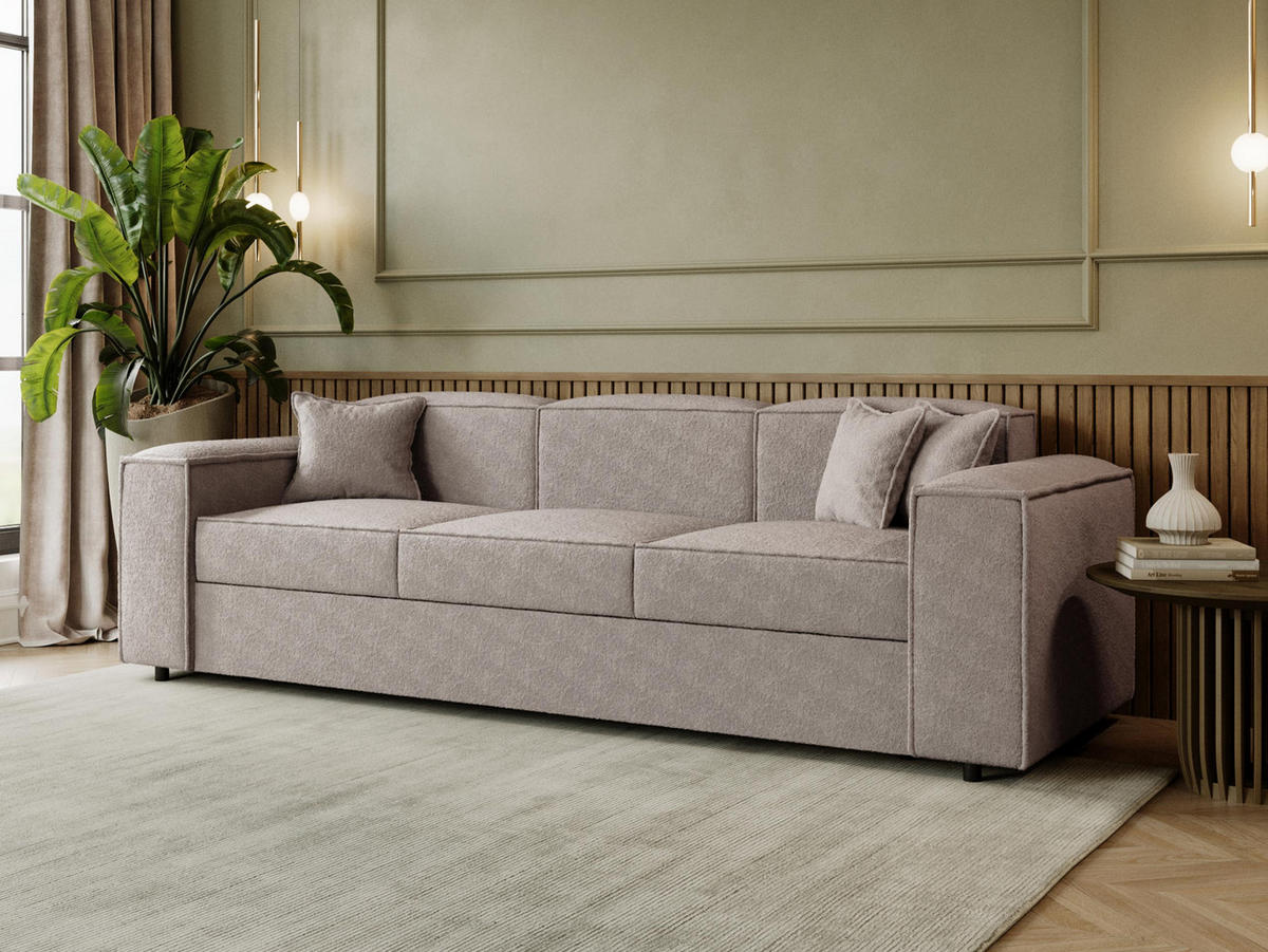 SCHLAFSOFA Santos Boucle - Beige/Schwarz, Holzwerkstoff/Kunststoff (252/79/88cm) - MIRJAN24