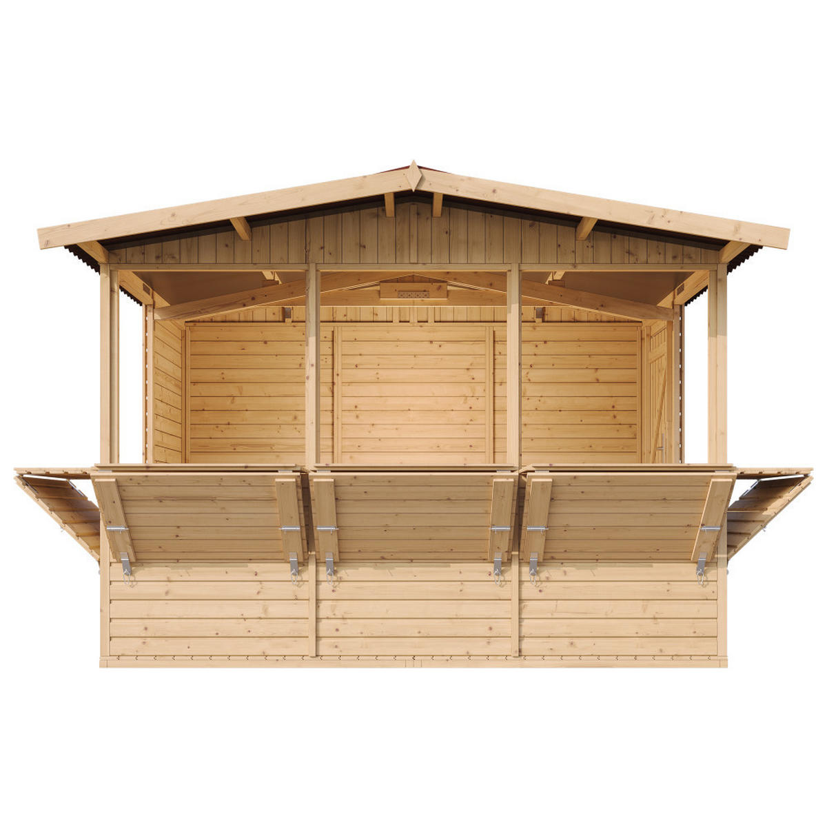 MARKTBUDE Holz, Gartenhaus, FÜNF FENSTER - 200x300/6 m2 M150B - Beige, Holz (336/232/263cm) - Timbela