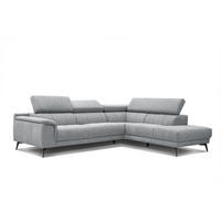 ECKSOFA FIERO 5-Sitzer, silberfarben - Silberfarben/Schwarz, Holzwerkstoff/Textil (269/158cm) - Courtois Laville