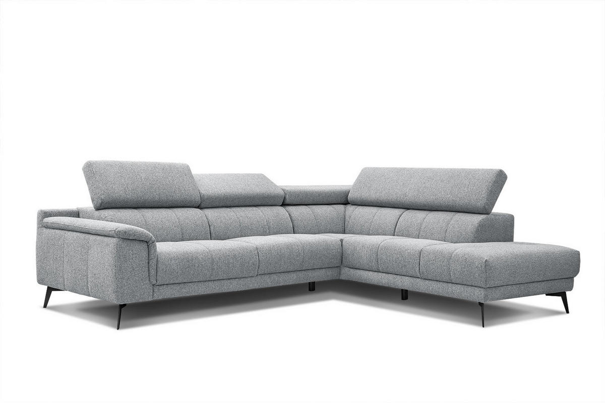 ECKSOFA FIERO 5-Sitzer, silberfarben - Silberfarben/Schwarz, Holzwerkstoff/Textil (269/158cm) - Courtois Laville