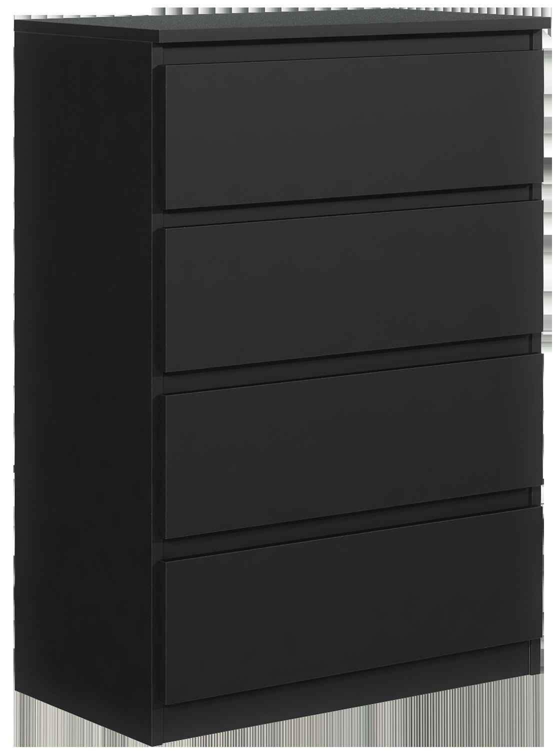 KOMMODE NUDO 70/102/39cm mit 4 Schubladen Türen Schwarz - Schwarz, Holzwerkstoff (70/102/39cm) - MASSENO