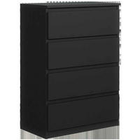 KOMMODE NUDO 70/102/39cm mit 4 Schubladen Türen Schwarz - Schwarz, Holzwerkstoff (70/102/39cm) - MASSENO