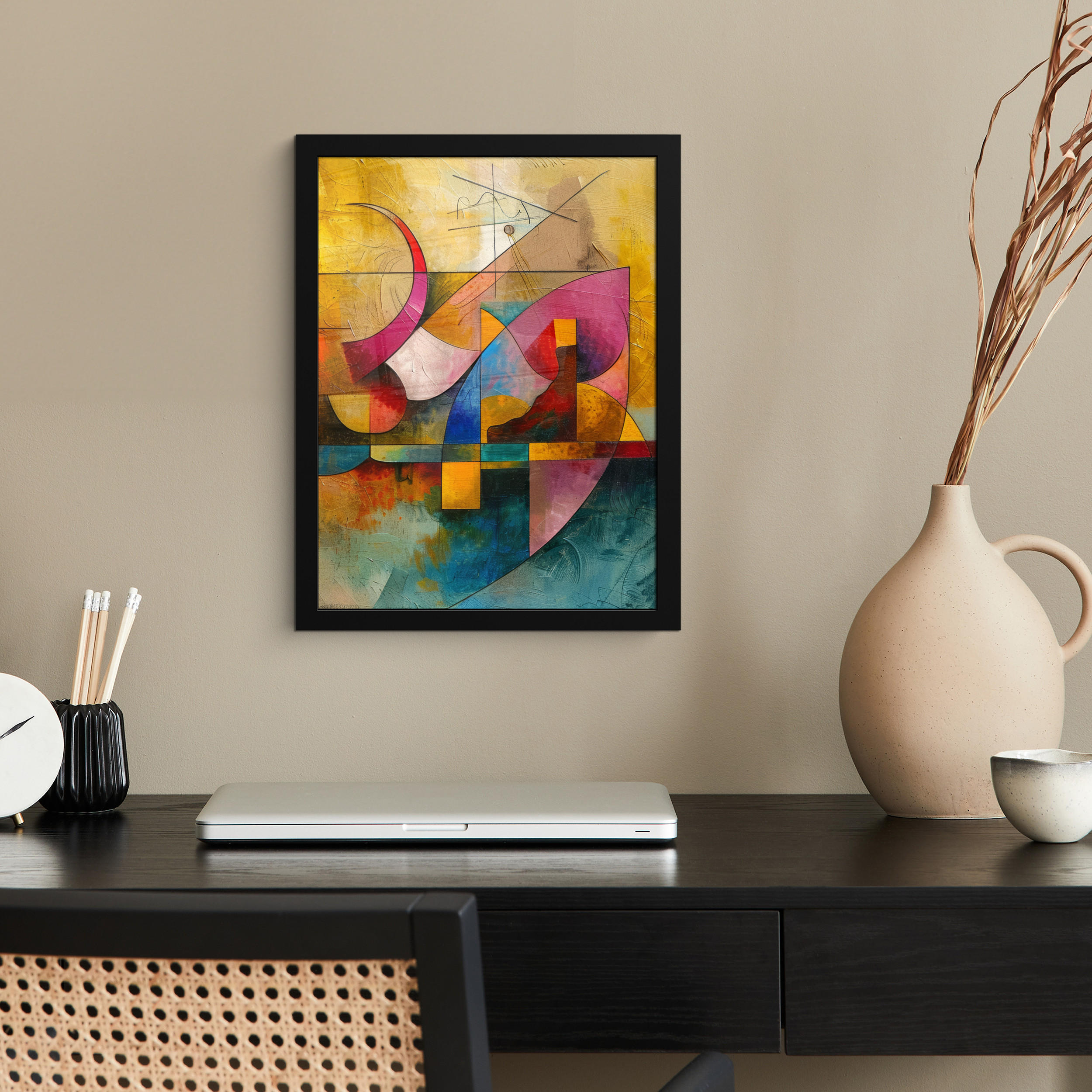 GERAHMTES BILD Kunst - Abstrakt - Modern 30x40 cm - Gelb, Papier (30/40cm) - MuchoWow