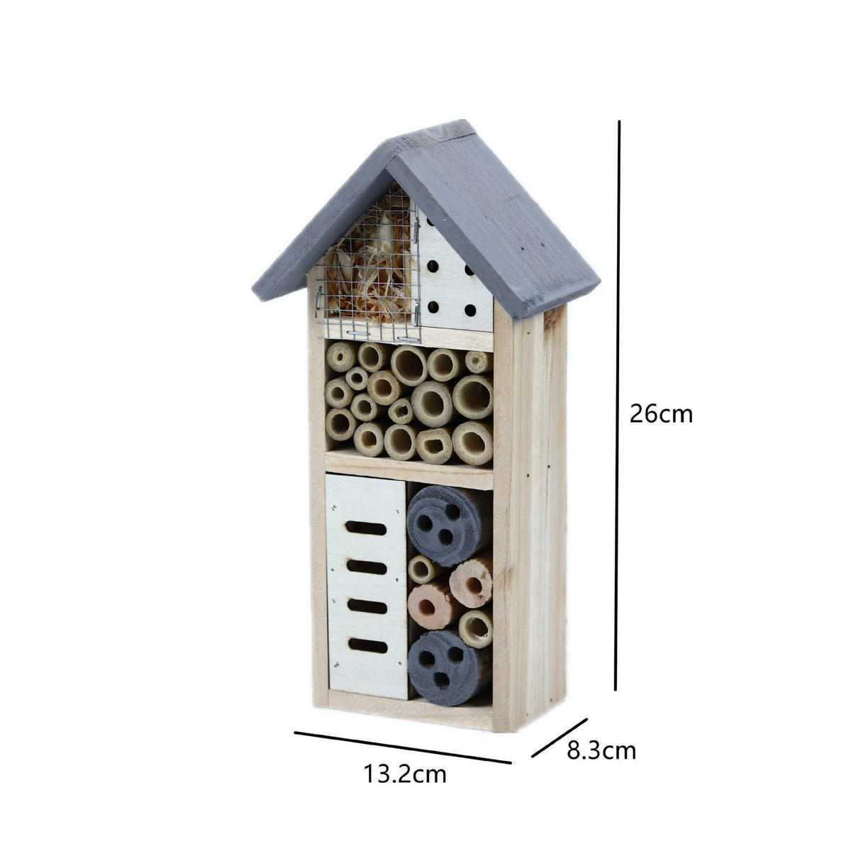 INSEKTENHOTEL 13.2/8.3/26 cm - Multicolor, Holz (8.3/26/13.2cm) - Authentics