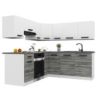 KÜCHENZEILE Italia 6 360 cm, mit Arbeitsplatten, Weiß-Grau Glamour Matt - Hellgrau/Weiß, Holz (360/143/60cm) - B BELINI GROUP