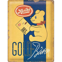 BLECHSCHILD 30/40 cm HARIBO Goldbären Vintage Gold - Multicolor, Metall (30/40/0.2cm) - Nostalgic-Art